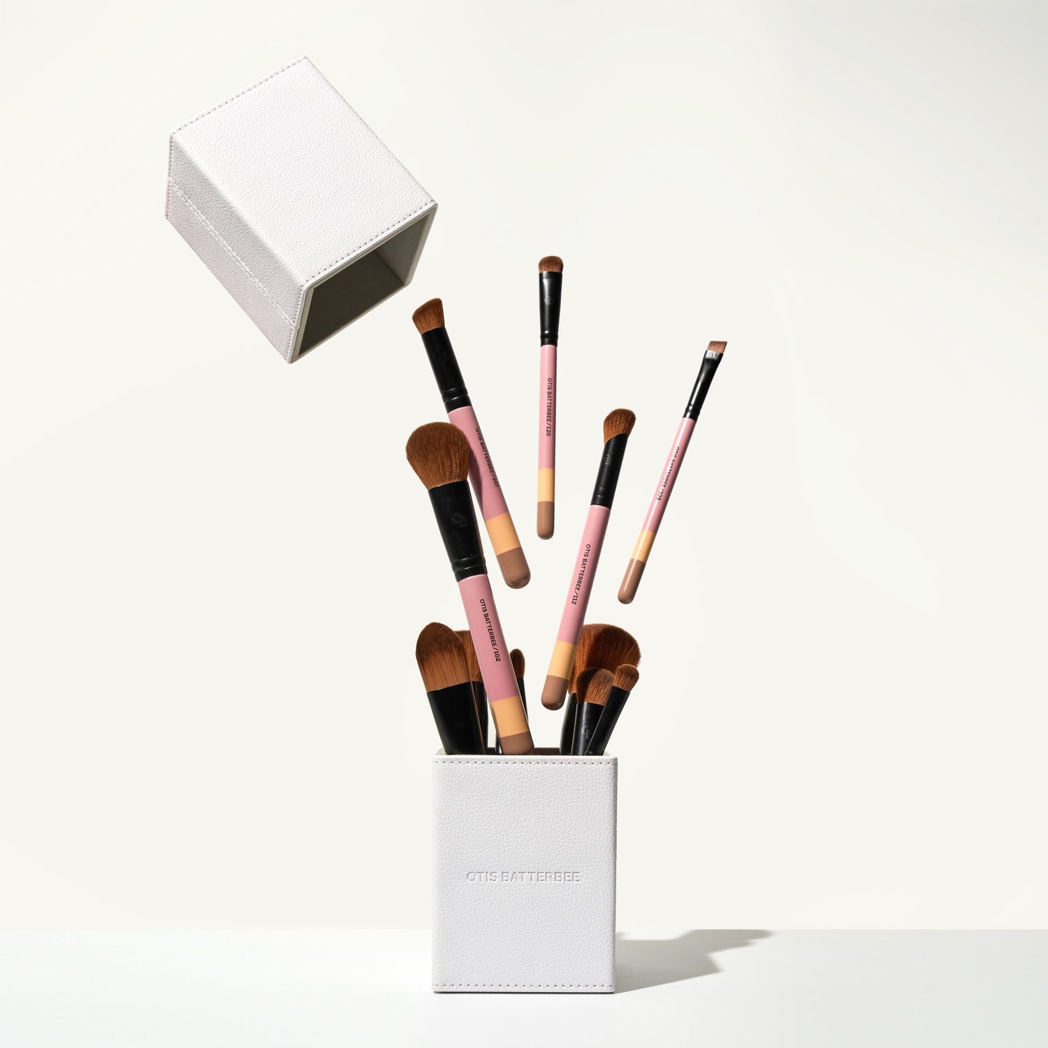 12 Piece Makeup Brush Set in magnetised case for travel or sorting. Set designed by Otis Batterbee
