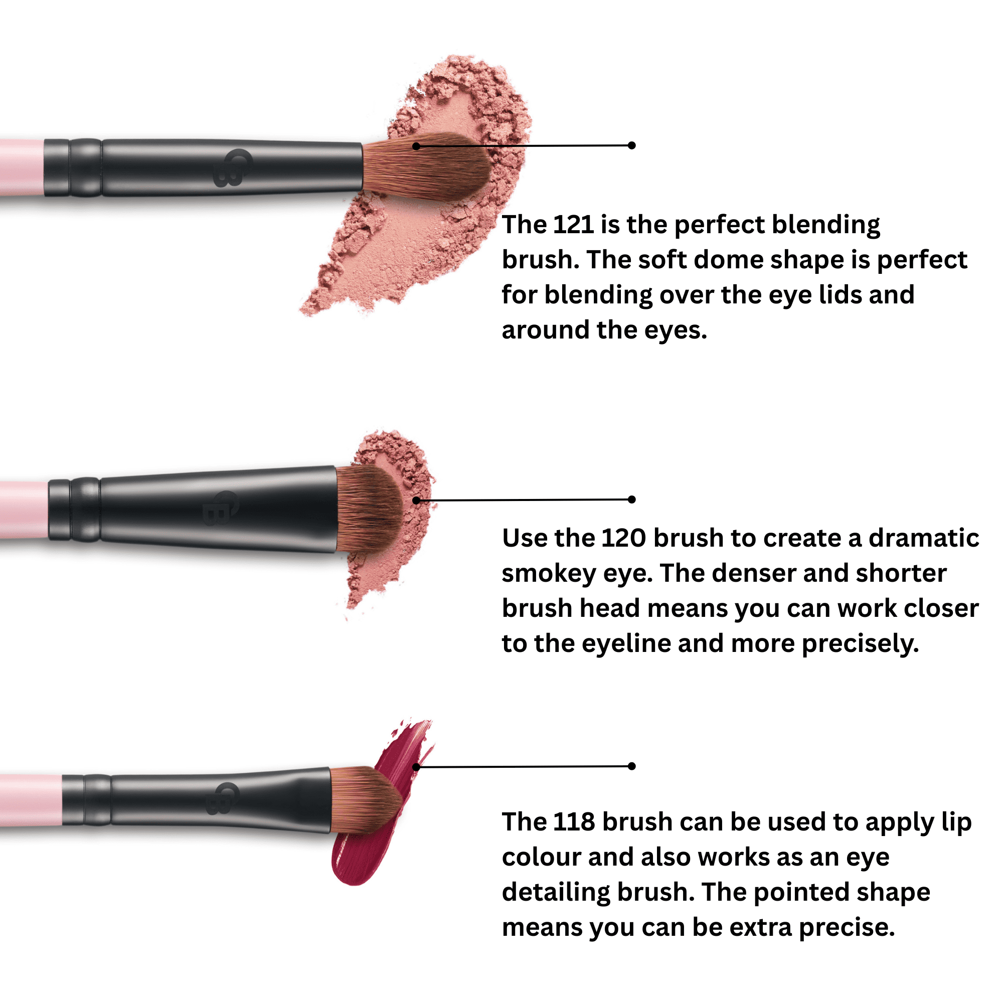 makeup brushes by Otis Batterbee such as powder brushes, concealer brushes, eyeliner brushes, eye makeup brushes, brow brushes and luxury makeup brushes.