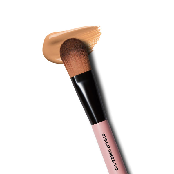The Otis Batterbee Foundation Makeup Brush is expertly crafted for flawless foundation application. Its dense synthetic bristles and tapered design effortlessly blend liquid or cream formulas, ensuring a smooth and even finish.