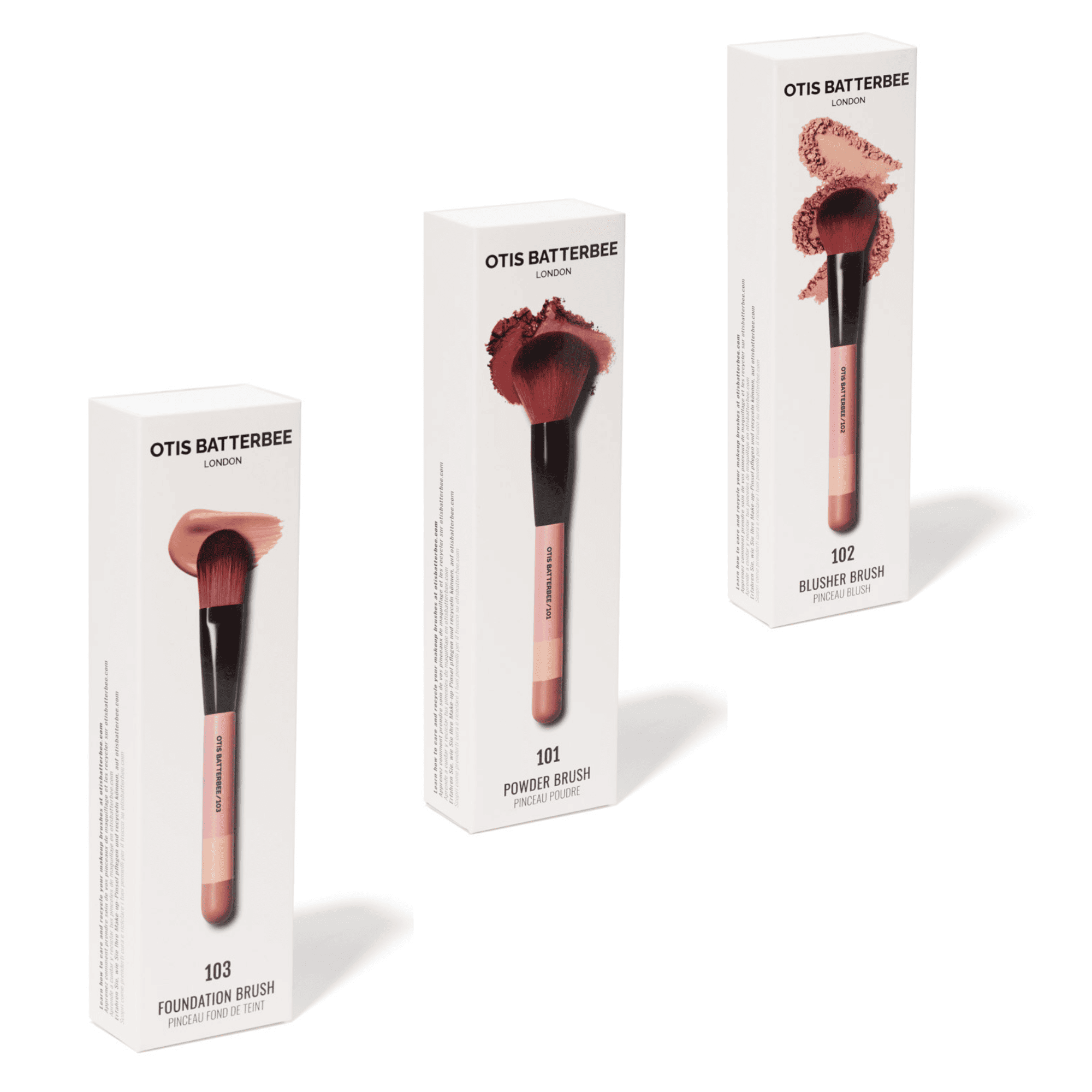 Face Brush Set featuring foundation brush, powder brush, blusher brush by Otis Batterbee.