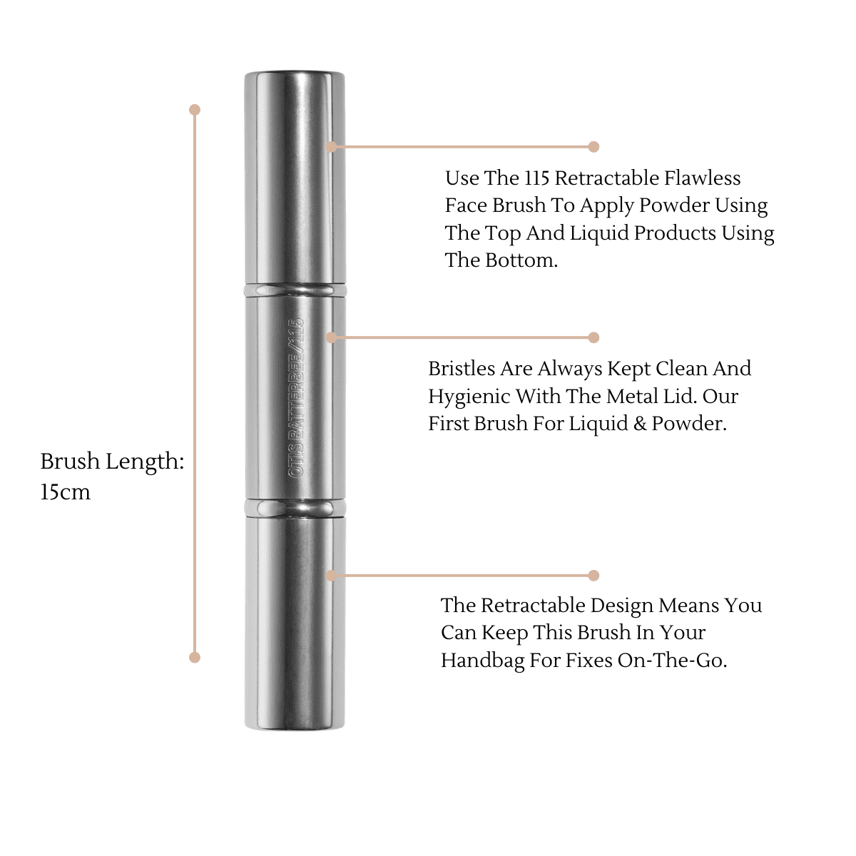 Double Ended Makeup Brush In Silver By Otis Batterbee.
