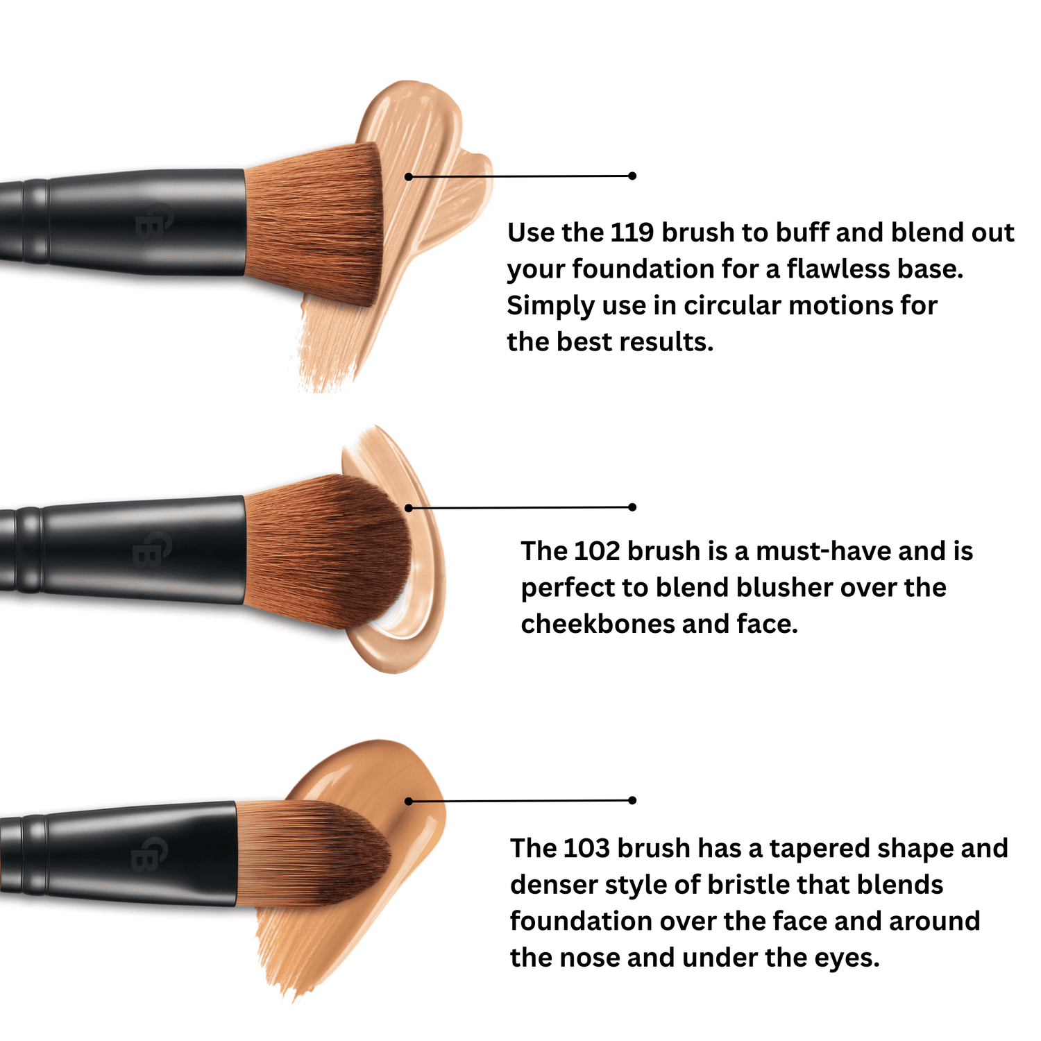 makeup brushes by Otis Batterbee such as powder brushes, concealer brushes, eyeliner brushes, eye makeup brushes, brow brushes and luxury makeup brushes.
