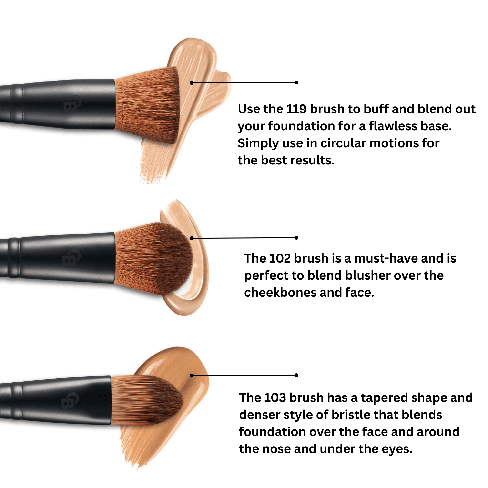 makeup brushes by Otis Batterbee such as powder brushes, concealer brushes, eyeliner brushes, eye makeup brushes, brow brushes and luxury makeup brushes.