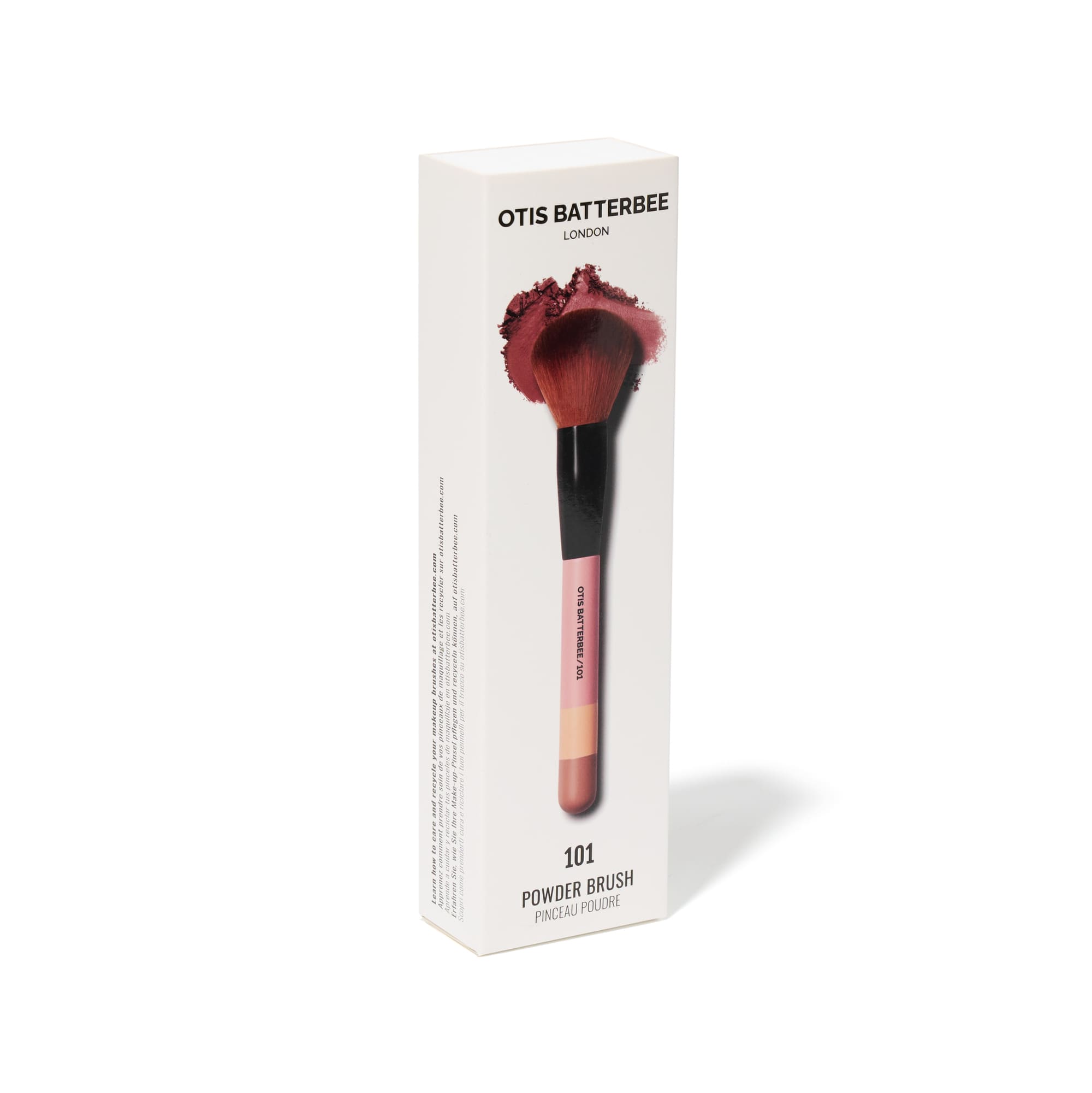 Otis Batterbee Powder Makeup Brush elegantly presented in signature packaging—luxury beauty tool ready for gifting
