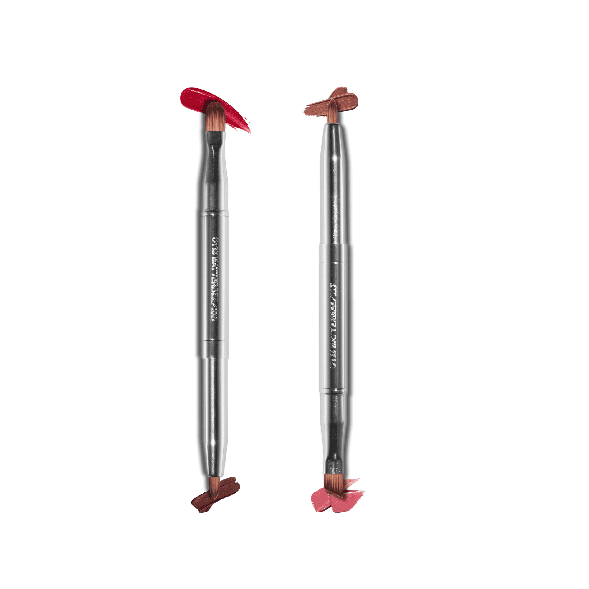 Otis Batterbee retractable lip and brow makeup brushes. Use these retractable makeup brushes to touch-up lips and brows.