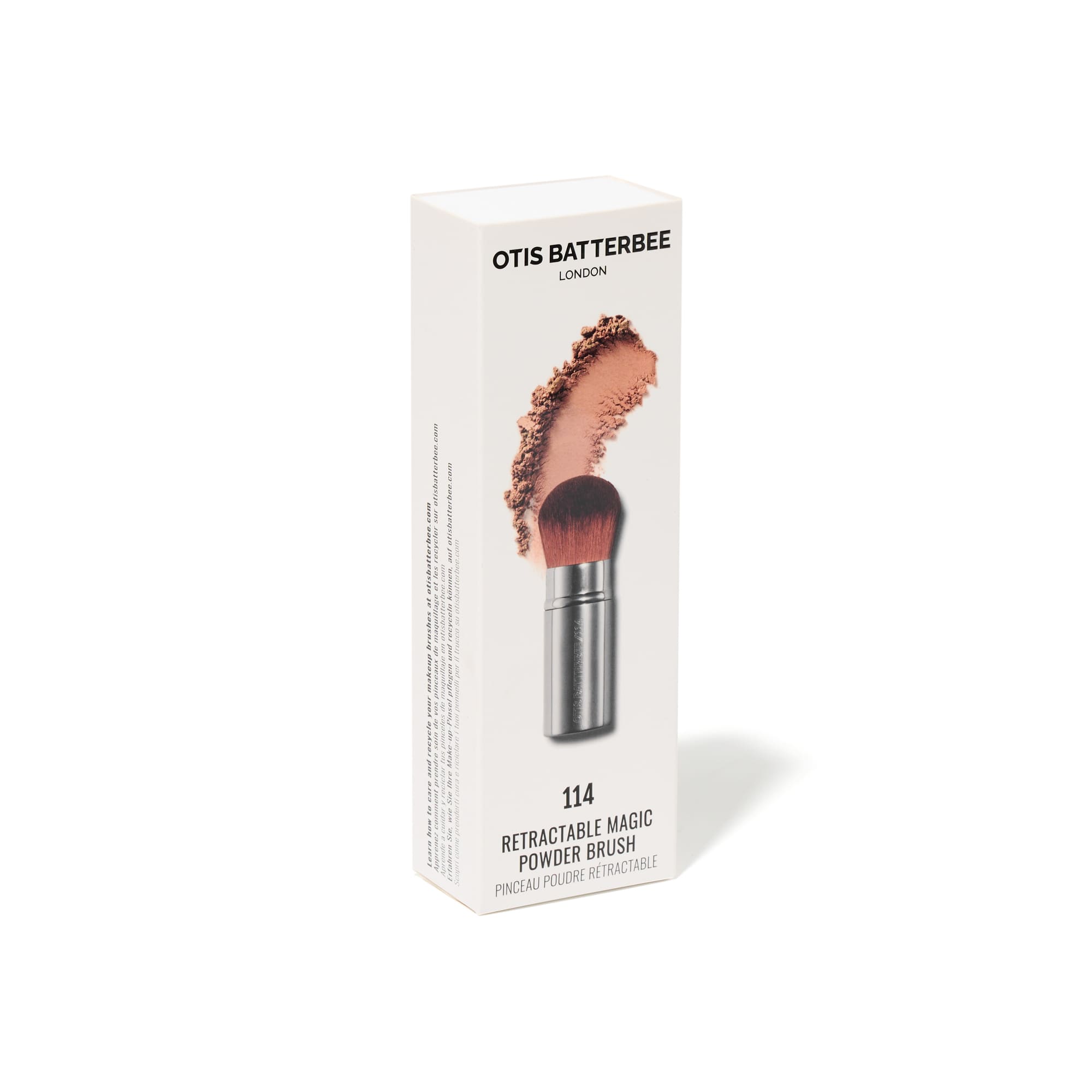 Designer Powder Makeup Brush By Otis Batterbee. Retractable Makeup Brush in Silver.