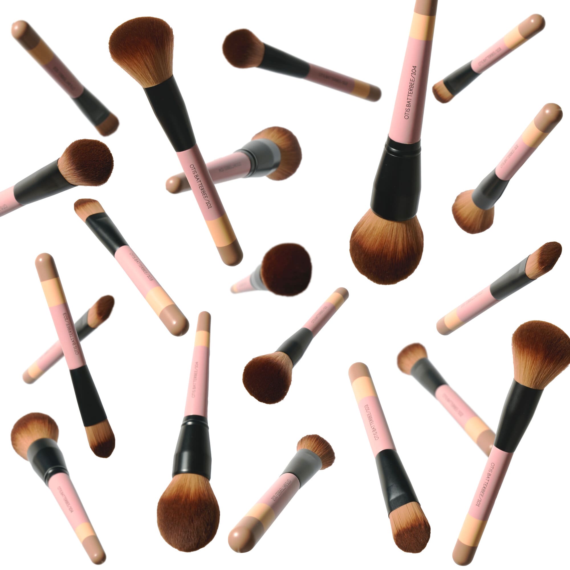 Selection of Otis Batterbee makeup brushes on a white background 