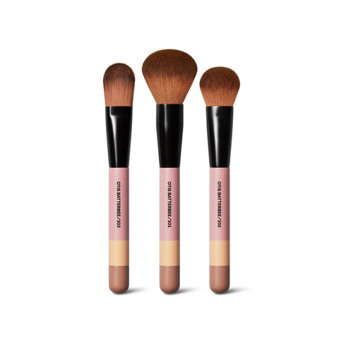 Otis Batterbee Makeup Brush Set containing foundation brush, blusher brush, powder brush