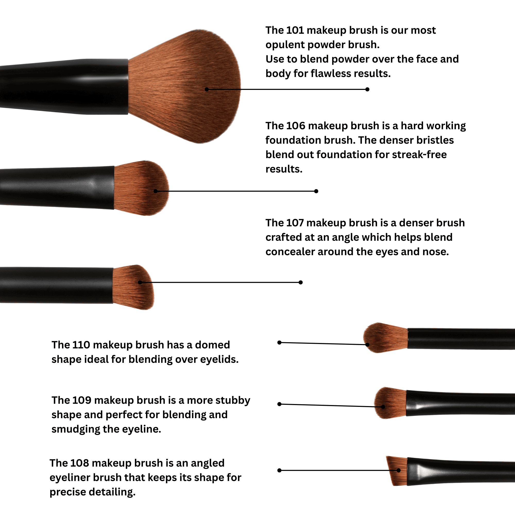 Otis Batterbee brush set including luxury powder brushes and eye makeup brushes and eye shadow brushes.