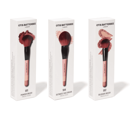 Packaging image of powder, blusher and bronzer brush by Otis Batterbee.