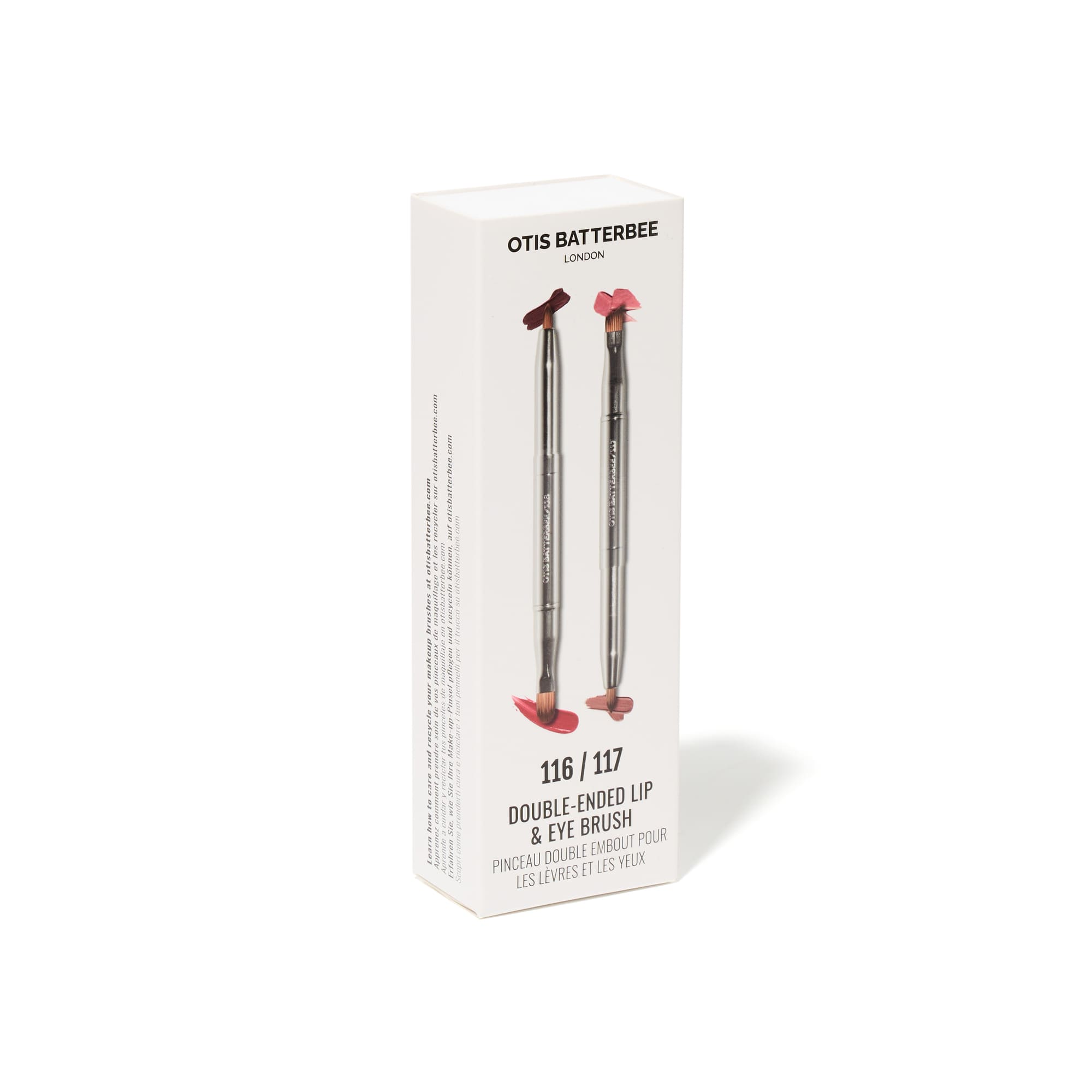 Retractable Eye and Lip Makeup Brushes In Silver by Otis Batterbee.